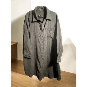 Size 2X black long sleeve collared button-down dress 100% cotton new look